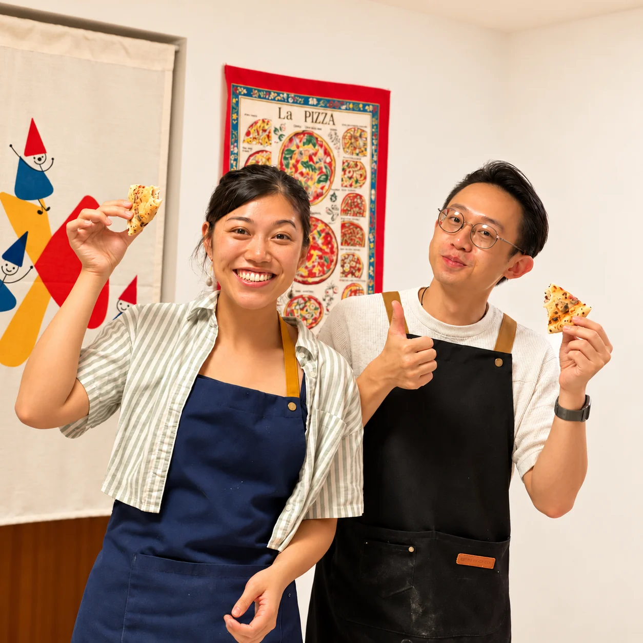 參加者展示親手製作的 Pizza